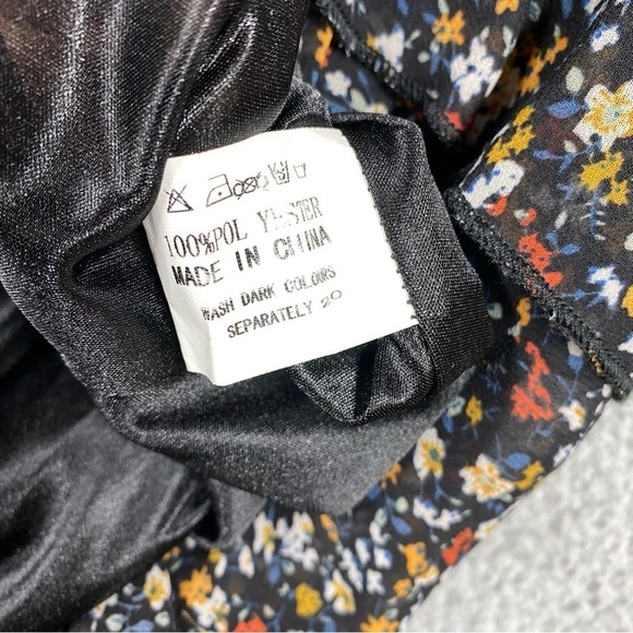 Manydress Floral Ruffle Dress Womens Size XL V Neck Sheer Sleeve - Picture 8 of 8